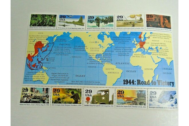 SC 2838 World War II Block of 10 (.29 Cent) MNH Stamps (1944: Road to Victory)