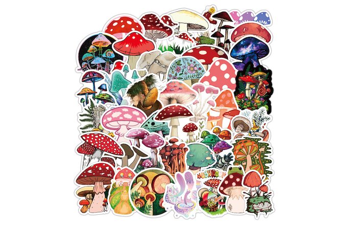 50pcs Mushroom Stickers Pack Decal Vinyl Outdoor Fungi Scrapbooking Wild Nature