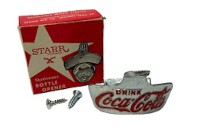 Vintage Star X Coca Cola Coke Bottle Opener Metal Stationary In Original Box