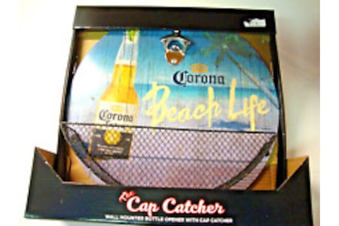 NEW The Cap Catcher CORONA BEACH  Wall Mounted Bottle Opener With Cap Catcher