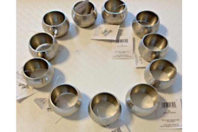 NEW Set of 12 Kemp & Beatley Orbit Napkins Rings Hammered Silver Tone w/ Tags