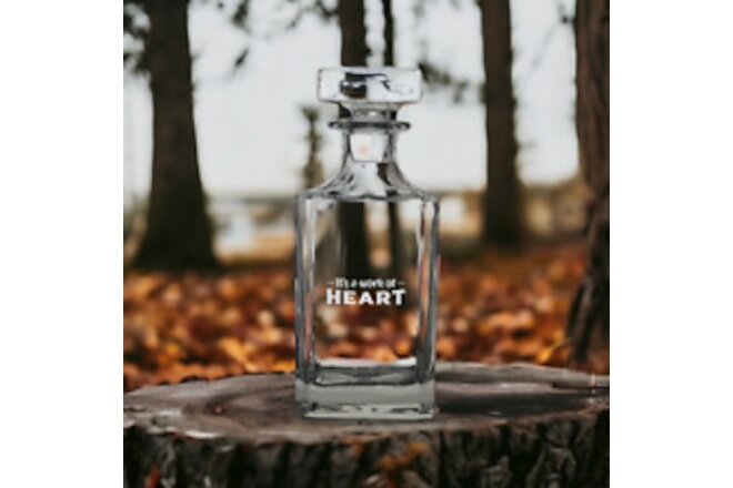 Work of Heart Decanter 26 Oz Bourbon Whiskey Premium Glass Personalize NEW