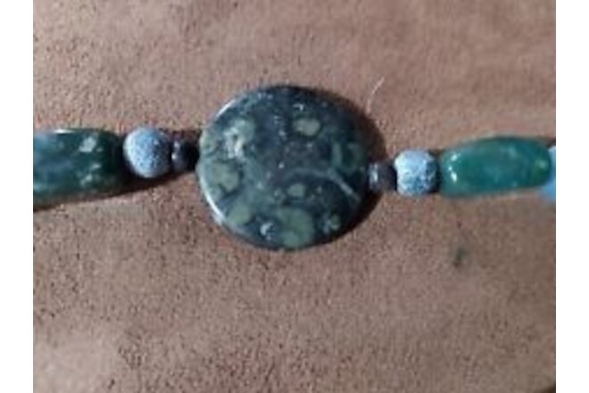 Artisan Green Blue Gemstone Jasper Bracelet 7.5"