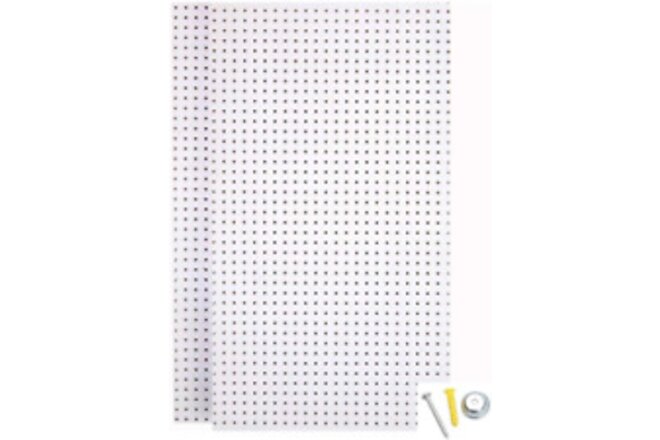 (2) 24 X 48 White HDF Pegboard and Mounting Hardware, 2 Count, 17 Piece