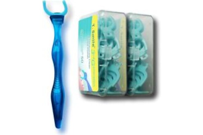 Evolutionary Clean Dental Flossers, Kit of Refills 1 Handle + 100