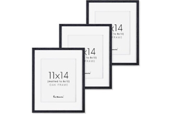11X14 Picture Frame Black Set of 3, Rustic Oak Wood Frame 11 X 14 for Wall, 8X10