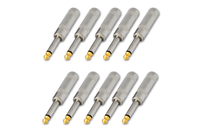 10PCS,1/4 MONO TS heavy duty male audio speaker guitar cable connector plug JACK