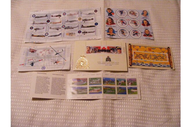Canada (4) Miniature Sheets RCAF- Hockey-Police-Year Dragon+ 1983 Booklet Forts