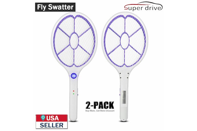 2-PACK Electronic Rechargeable Fly Swatter Mosquito Bug Zapper Mosquito Killer