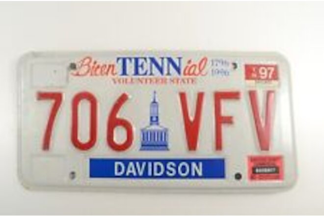 1994 Tennessee Davidson County BicenTENNial License Plate 1997 Commercial Decal