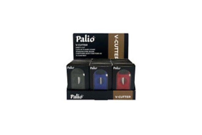Palio V-Cut Cigar Cutters, Various Colors (Blue, Black & Red), 12 Units Included