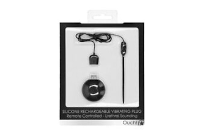 Ouch! Urethral Sounding Remote-Controlled Rechargeable Vibrating Plug Black 4 mm