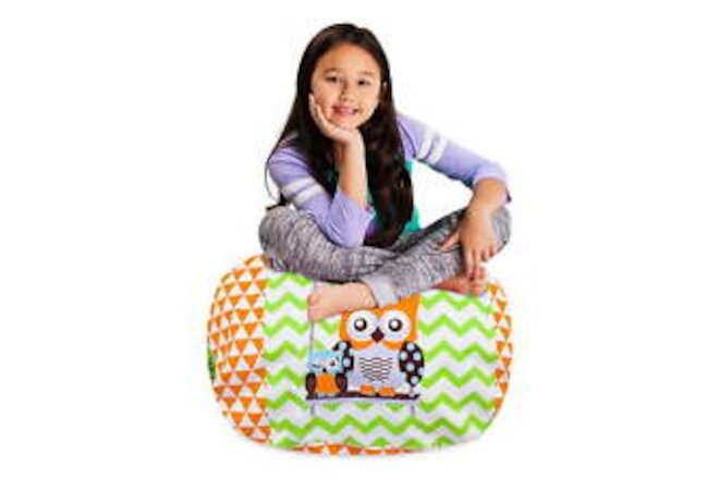 Bean Bag Stuffable Cover Only-Toy Organizer CanvasKids 2 ft Owls Green and