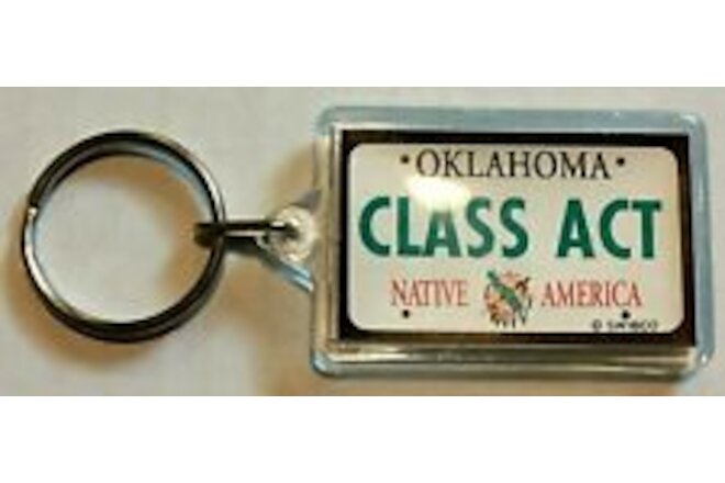 CLASS ACT Oklahoma Car License Vanity Plate Keychain / Key Ring / Key Chain