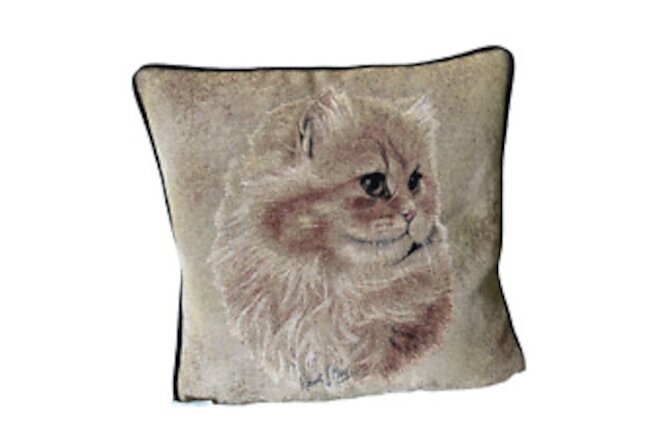 Cameo Persian Cat  - Pillow 17" x 17" Cotton Woven, Robert May. New