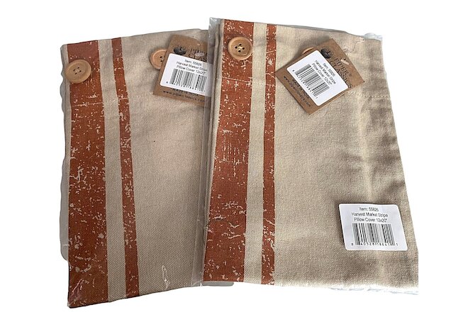 Set of 2 Piper Classics Harvest Market Stripe Pillow Cover Sham 12″ x 20″ NWT