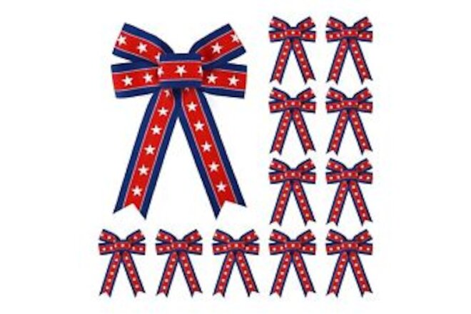 12 Pcs Patriotic Bows Red White and Blue Star and Stripes Bow 4th of July Ame...