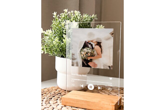 Personalized Picture With Song Wood Base Custom Frame