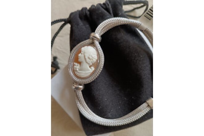 NWT Quality Carved Shell Cameo Bracelet 925 SS 7 1/4" Vintage Style Great Gift
