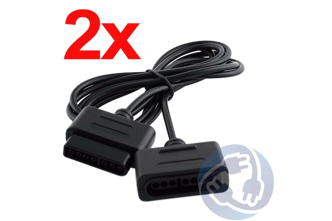 Lot 2x Controller Extension Cable for Original Super Nintendo SNES Game Pad 6 ft