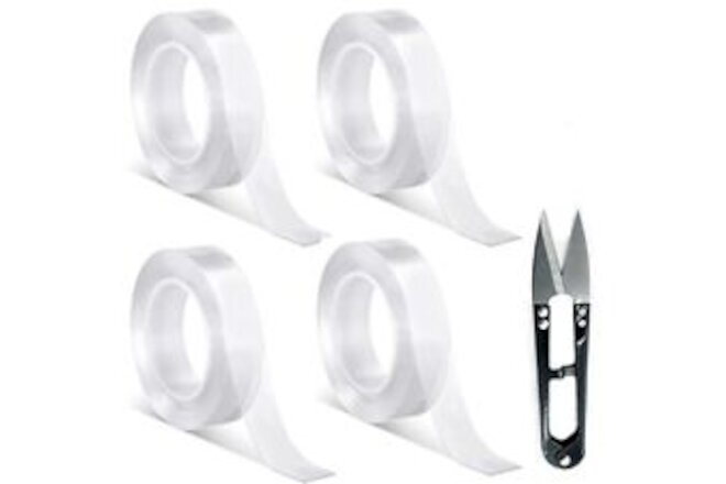 4 PCS Curtain Glide Tape, Curtain Slide Tape Drapery Ring Glide Tape, Clear A...