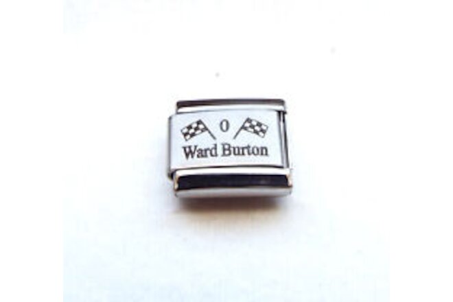 Ward Burton 0 Nascar flags laser 9mm stainless steel italian charm link new