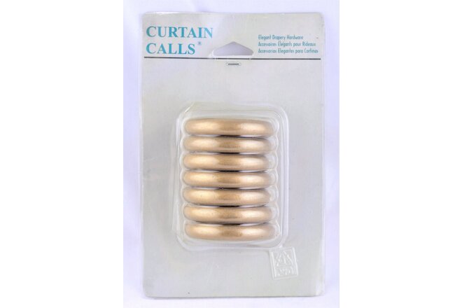 ⭕CURTAIN CALL ~Drapery Pole RINGS ~LOT of 7 w/Eyelets ~Gold 2 1/2" New
