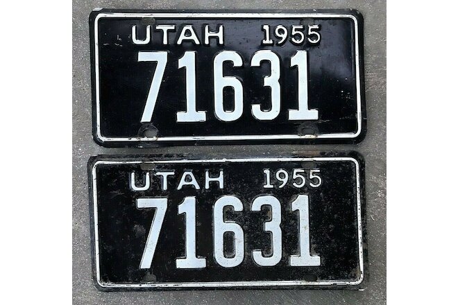 (2) Matching 1955 Utah Truck License Plates (#71631) Original Matching Pair