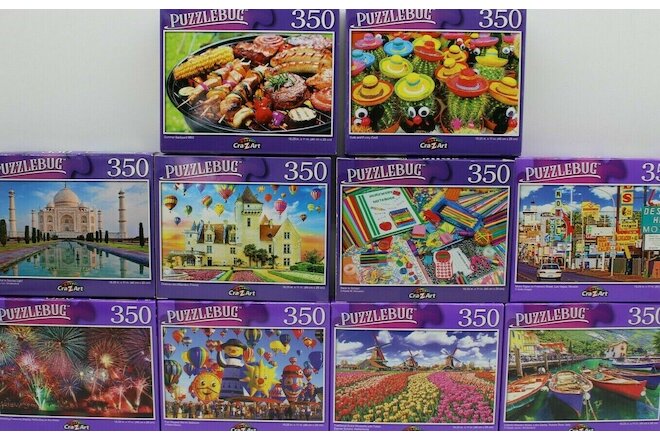 Jigsaw Puzzles 350 Pieces Mixed Pack Lot of 10 Puzzlebug CraZart 18.25" X 11"