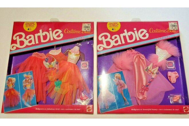 1990 Barbie Costume Ball Fashions: bird & bunny; NRFB; #7763, #7764