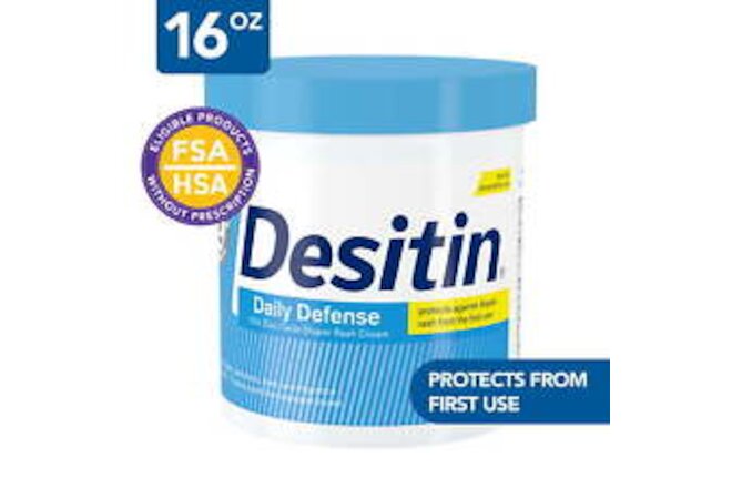 Desitin Daily Defense Baby Diaper Rash Cream,Butt Paste with 13%Zinc Oxide,16 oz