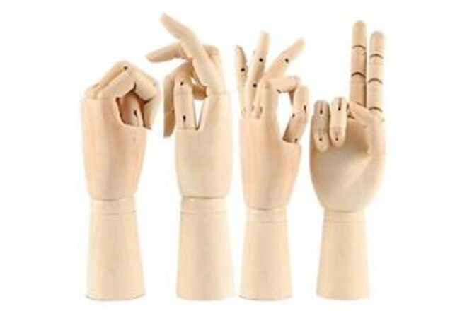 4 Pack 11.5 Inches Flexible Wooden Hand Model, Moveable Wood Mannequin Hand f...