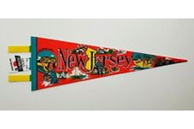 New Jersey NJ Atlantic City Shore Pier Gambling Souvenir Pennant Flag Vintage
