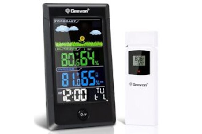 Weather Station Wireless Indoor Outdoor Thermometer, Color Display Digital