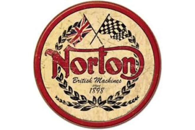 Norton British Machines Since 1898 Round Metal Sign 12x12 inched mint condition