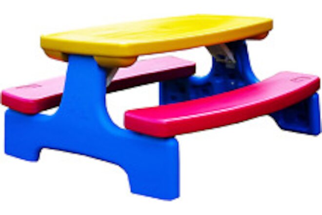 Justforkids Weatherproof Kids Outdoor Picnic Table Bench Play Table, No Assembly