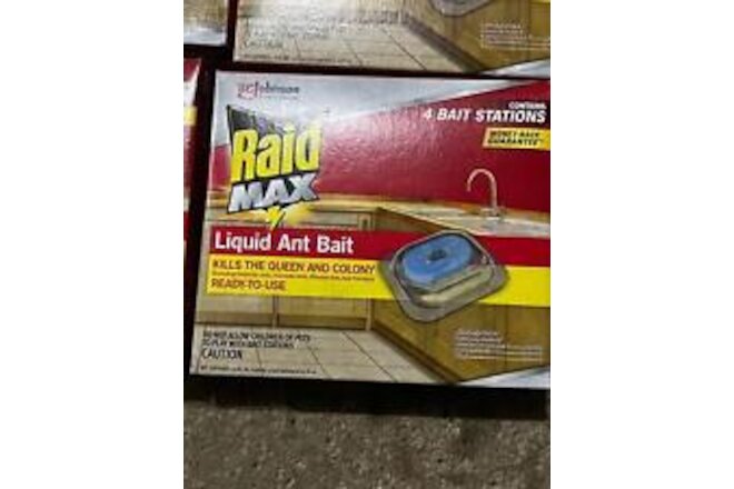 Raid Max Liquid Ant Bait Kills Ants easy open & set 4 Bait Stations COMBINE SHIP