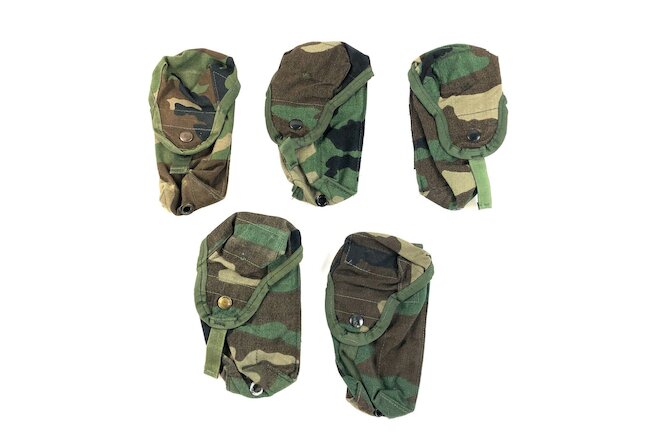 5 Woodland Double Magazine Pouches BDU Military Pouch MOLLE 2 Mag Camo