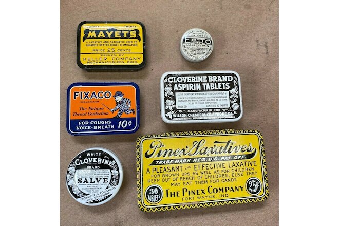 A Lot Of 6  Vintage Medicine Tins