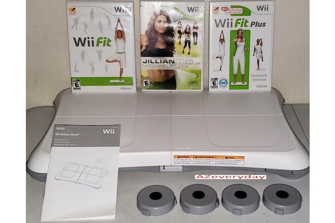 Wii Fit Balance Board Plus 3 game LOT/bundle RISER/feet WORKOUT_Exercise_Fitness