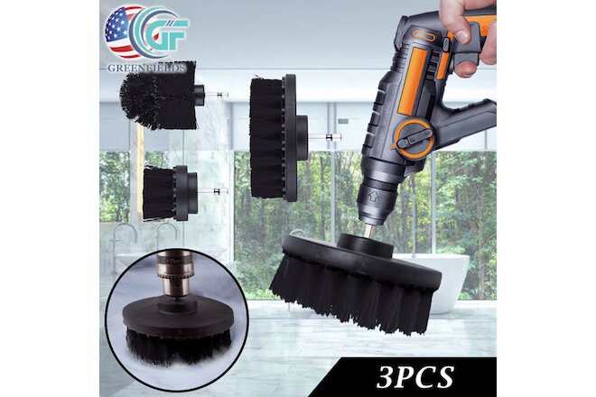 3Pcs Hard Bristle Drill Brush Attachment Power Scrubber Set Grout Cleaning Tool