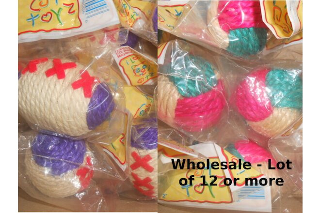 Lot of 12 Cat Sisal Rope Ball 6 Football Shape 6 Round Shape Only 50 Cents Each