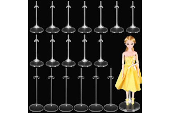 18 Pieces Doll Stands Display Holder Mini Transparent Doll Stand Doll Model Supp