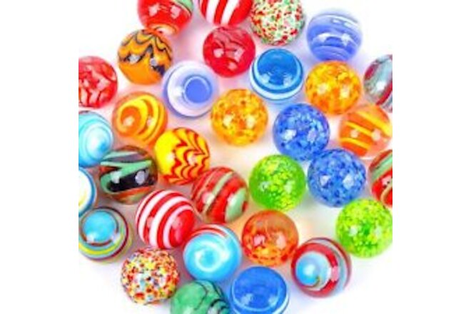32PCS Glass Marbles Bulk 16mm/0.6inch Handmade Glass Marbles Colorful