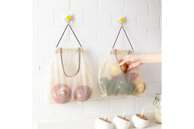 2 Pcs Grocery Pouch Kitchen Soap Shampoo Bags Veggie Pouch Hanging Net Bag