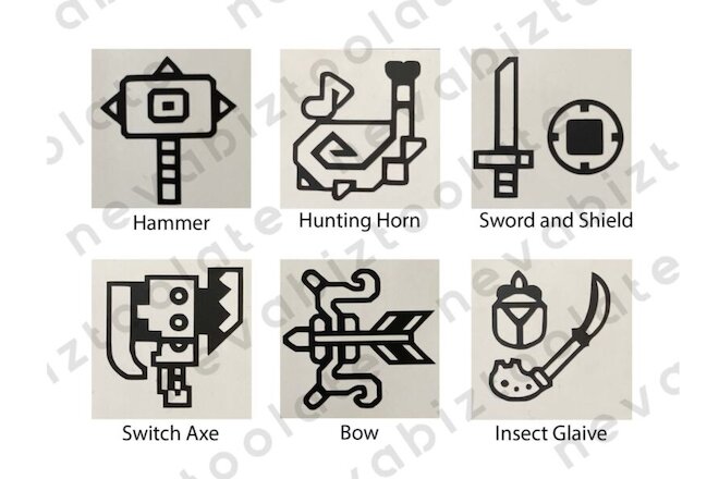 3 Decals | Monster Hunter Rise Inspired Weapons | Permanent Vinyl Decal