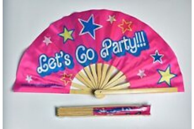 Let’s Go Party 26" Extra Large Folding Clack Gay Pride Fan Rave Barbie Funny Fun