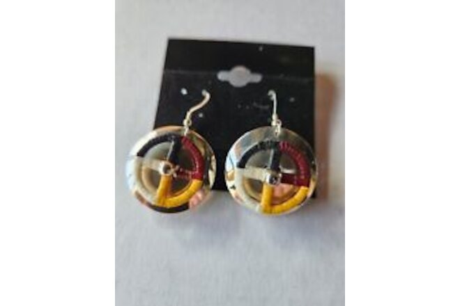 Sterling Silver Concho Earrings With Medicine Wheel Native American Style