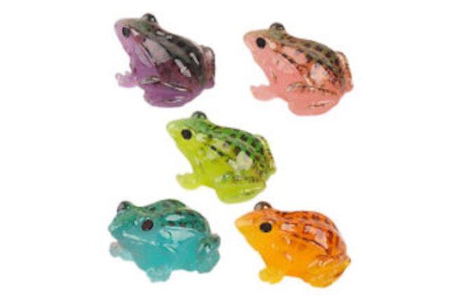5pcs Miniature Frog Resin Frog Decorations Statues Cartoon Landscape Decorations