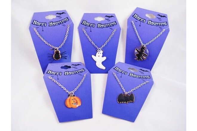 12 New Halloween Pumpkin Spider Ghost Bat Witch Necklaces #N2201